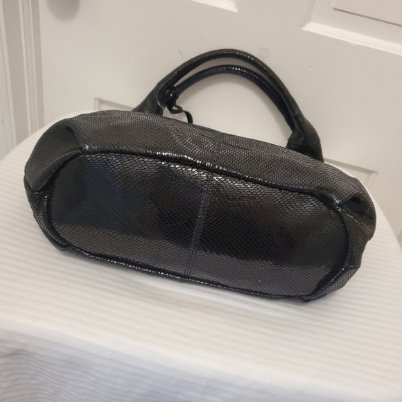 Maxine Couture Black Snakeprint Leather Hobo Shoulder Bag - Picture 5 of 11